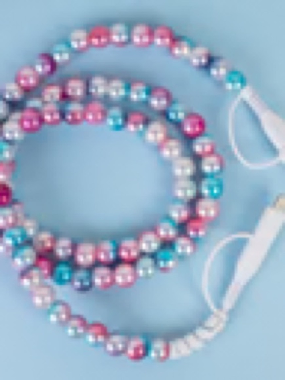 Ombre Multicolor Pearl Bead 4-1 charger - Pink & Blue 6.5ft long